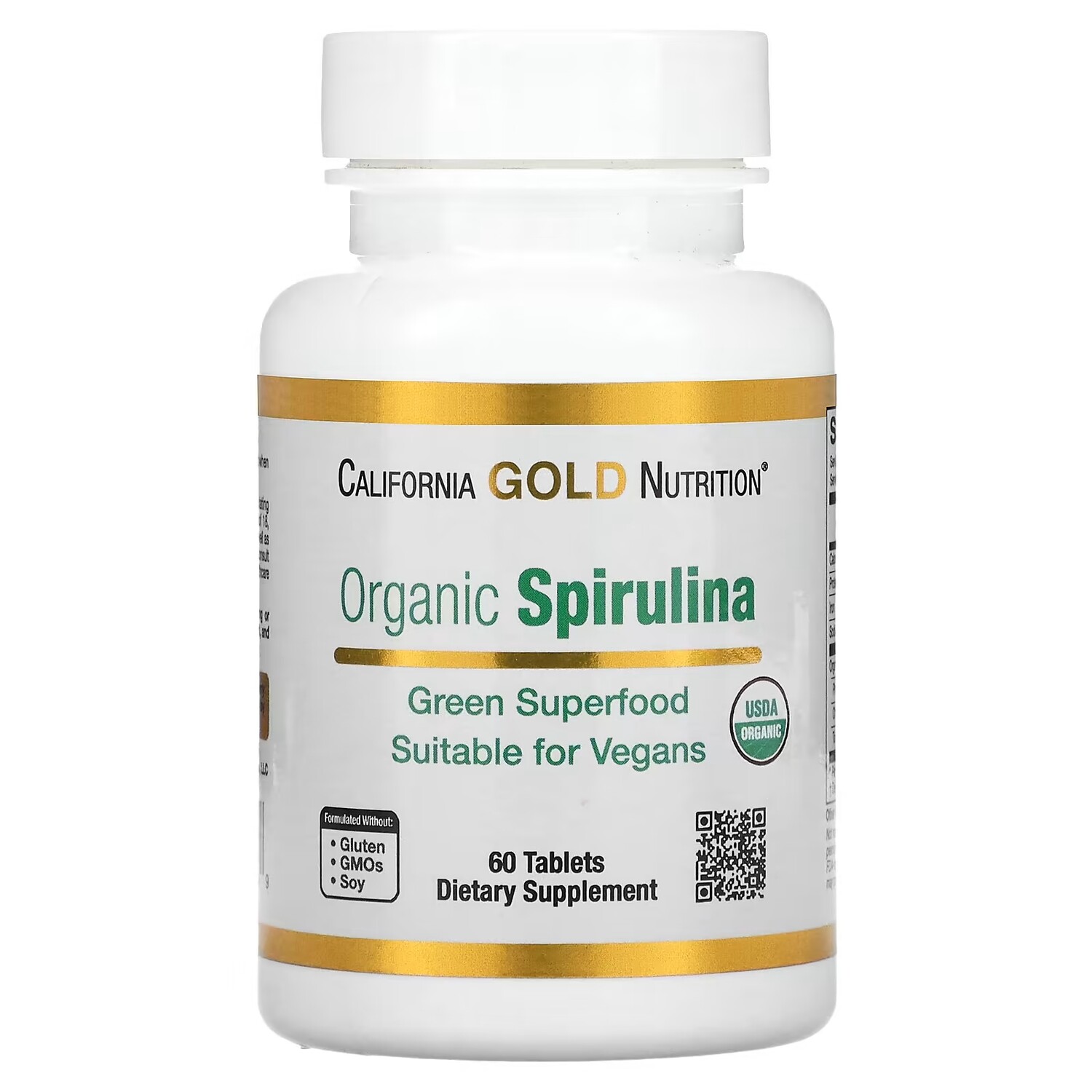 

California Gold Nutrition Органическая спирулина 1500 мг, 60 таблеток (500 мг на таблетку)