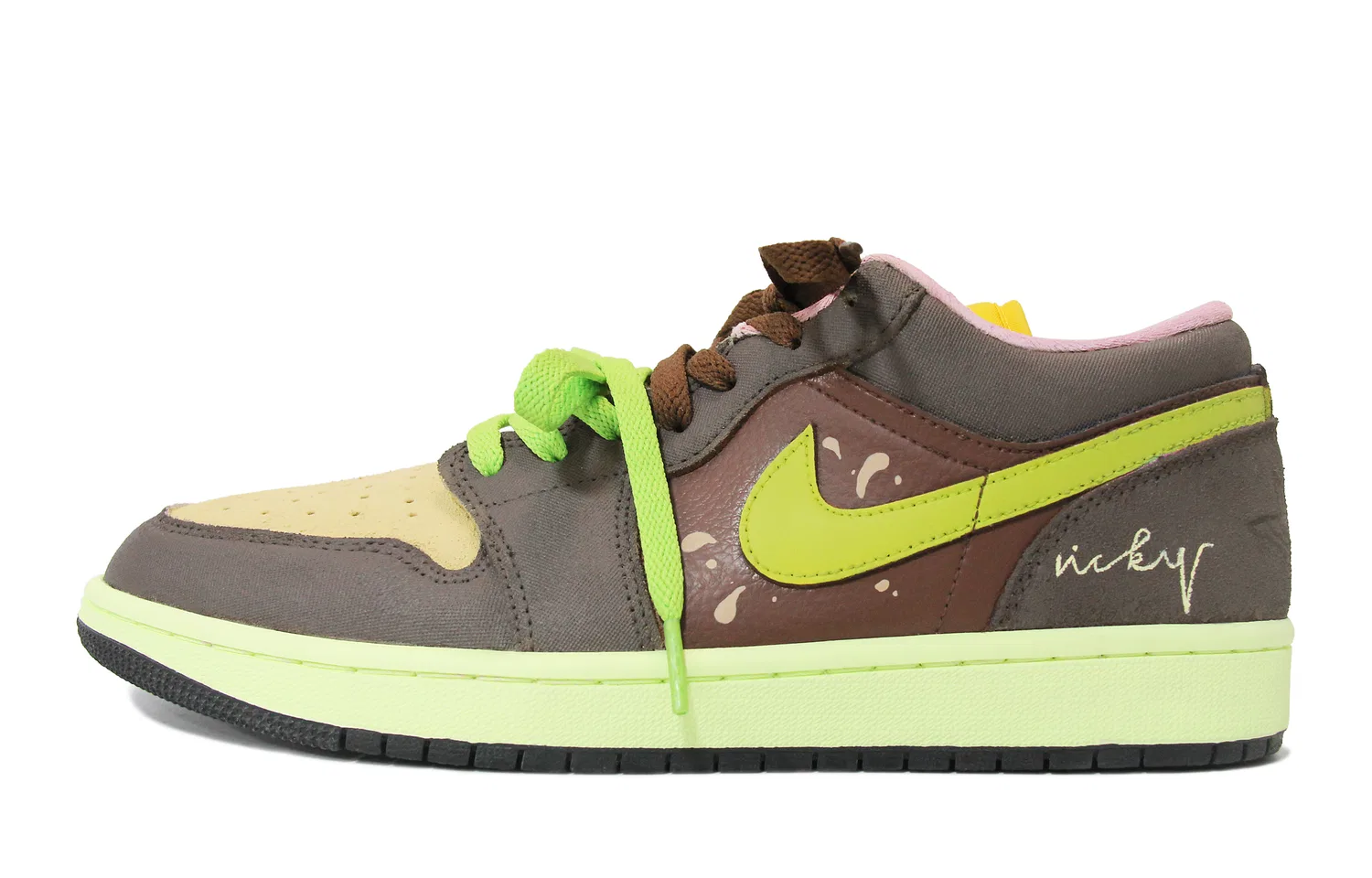 Кроссовки баскетбольные Air 1 Walking Planet Matcha Cocoa Low Jordan коричневые/зеленые/серые