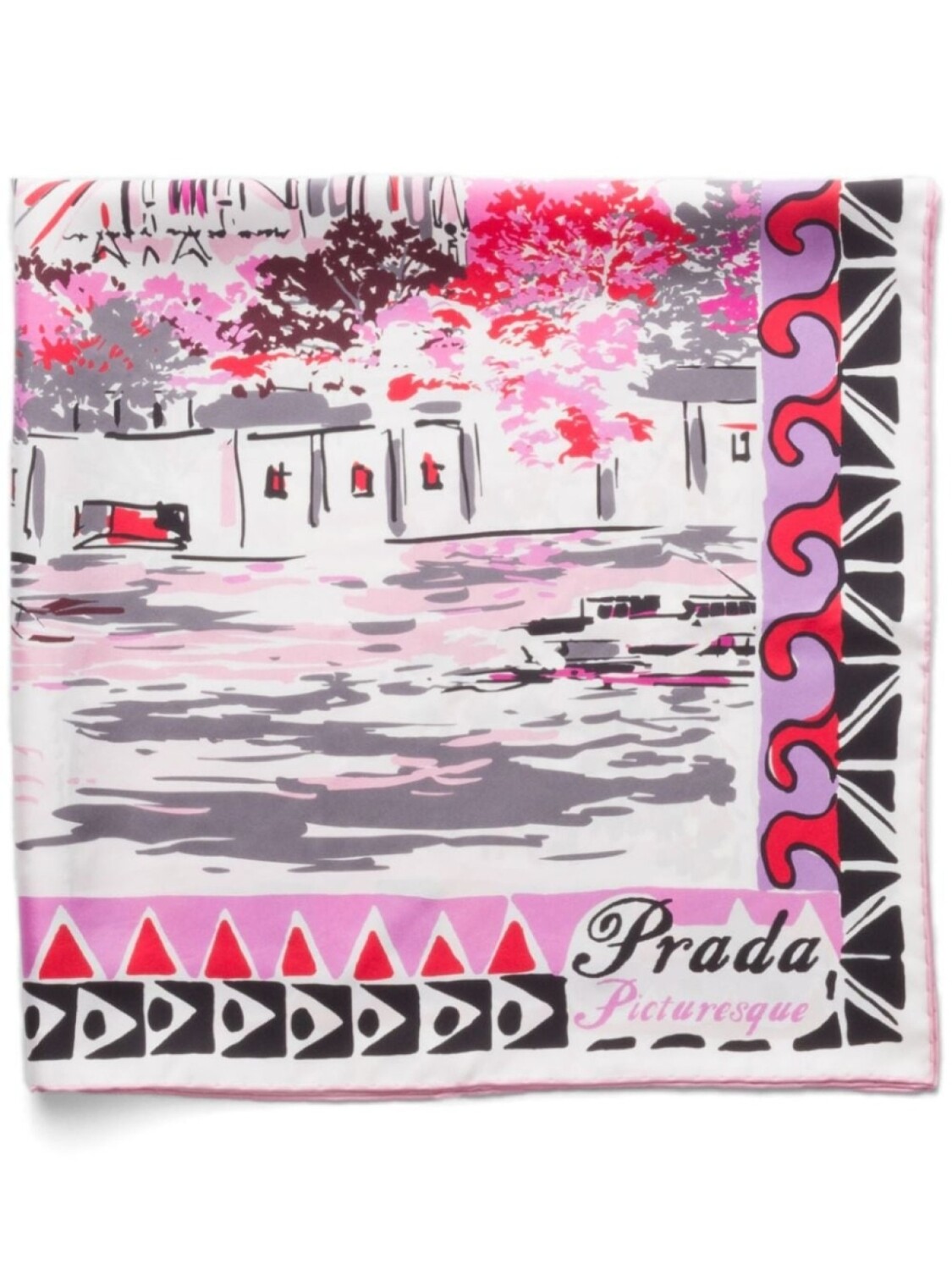 

Prada платок с принтом Pittoresque Paris, розовый