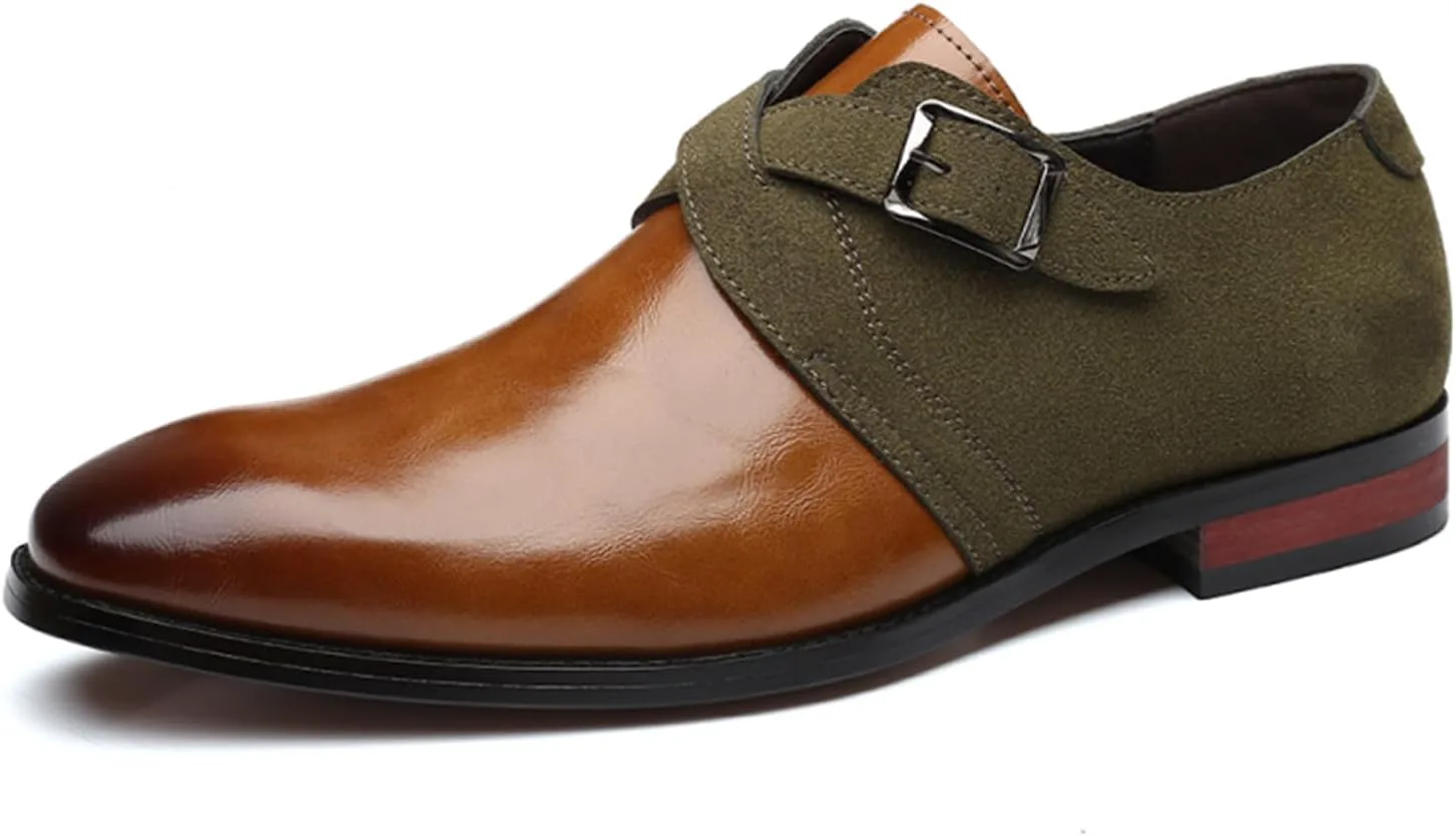 

Мужские классические туфли с заостренным носком, пряжкой и ремешком, без шнурков, формальные туфли, классические деловые и свадебные туфли-оксфорды, удобные NIGXWNS, коричневый