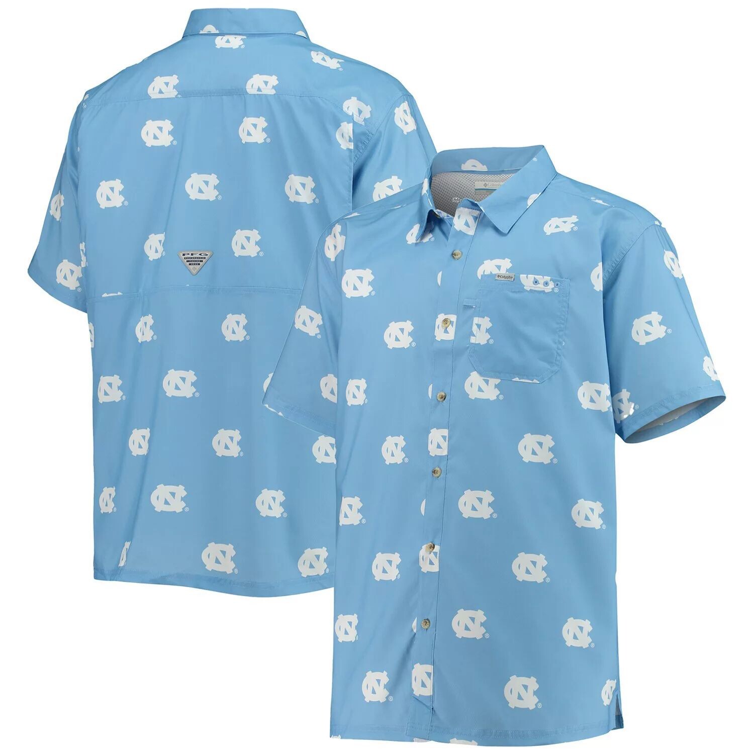 

Мужская рубашка на пуговицах Columbia Carolina Blue North Carolina Tar Heels Super Slack Tide Team Omni-Shade