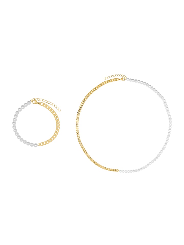 

Steel_Art Женский ювелирный набор с браслетом и колье, золотистый набор Vanez