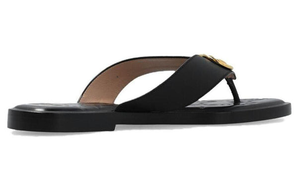 Сандалии interlocking g thong sandal 'black leather' Gucci, черный — фото 2