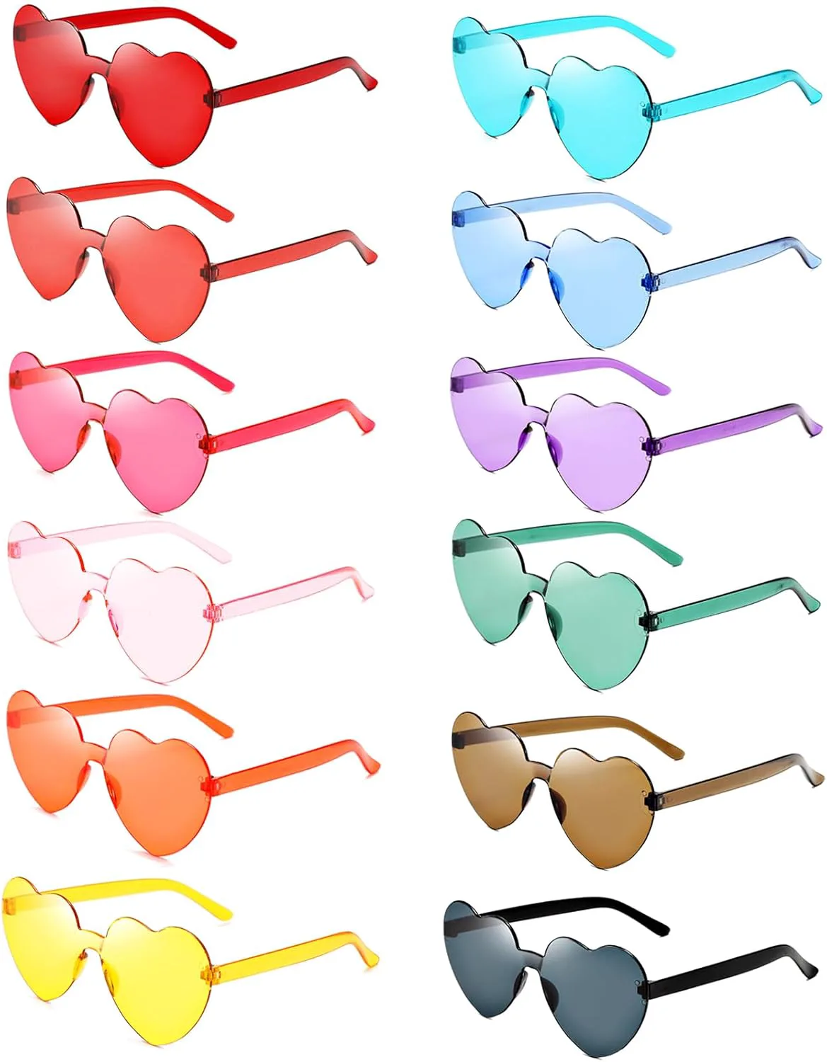 

Набор из 12 разноцветных солнцезащитных очков Pibupibu в форме сердца для женщин, забавные солнцезащитные очки для девичника в ярких, конфетных цветах, Heart