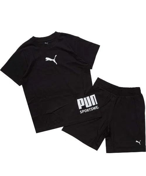 Детский спортивный комплект PUMA футболка и шорты чёрный
