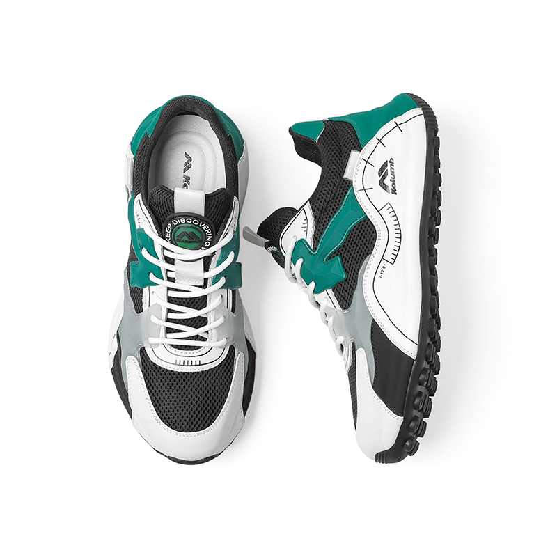 

Колумб мужские бело-зеленые кеды Low Top