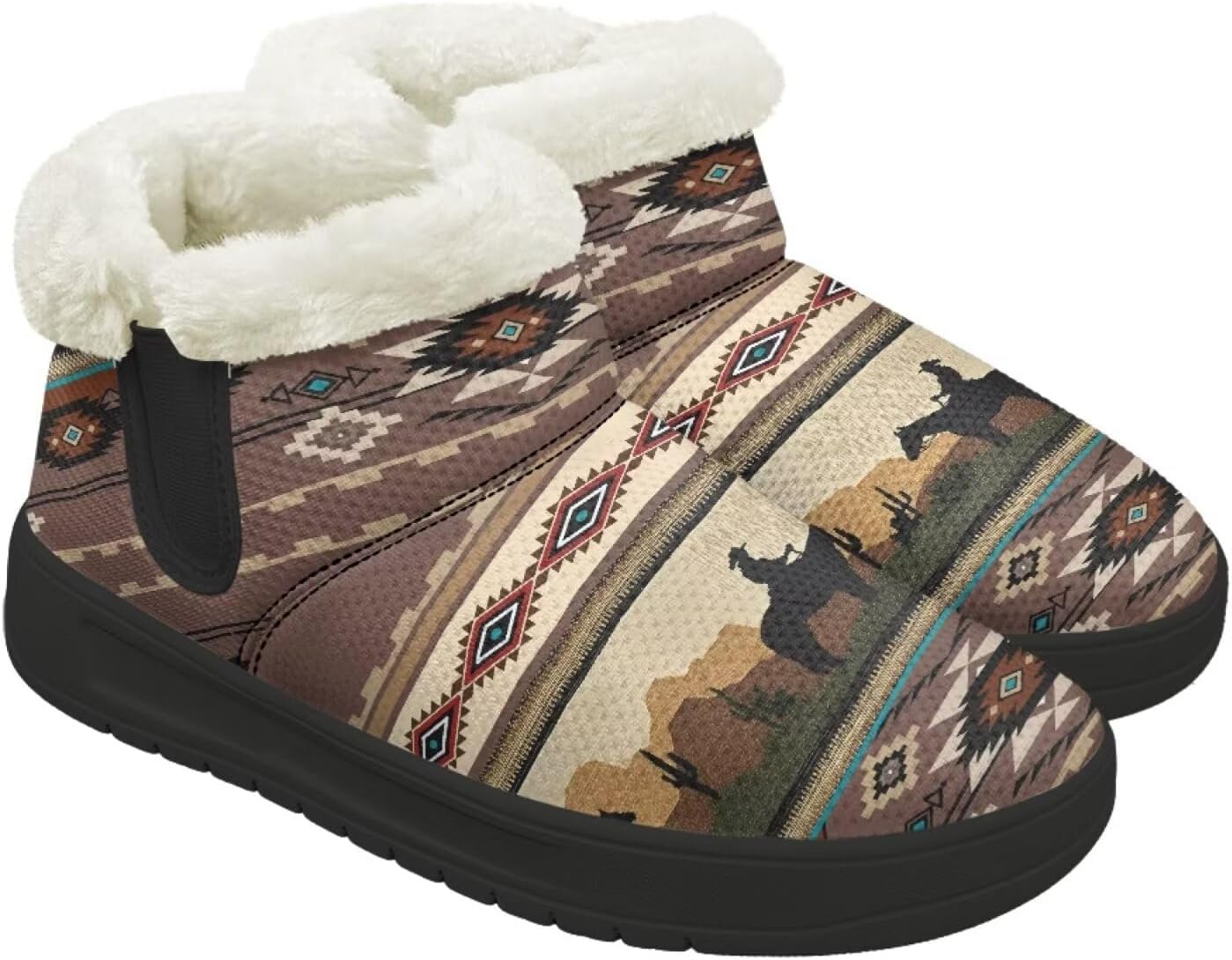 

Мужские зимние ботинки Qoiuvncy, повседневные сапоги для снега, для мужчин, уютные с меховой подкладкой, теплые, с низким верхом, Aztec Cowboy