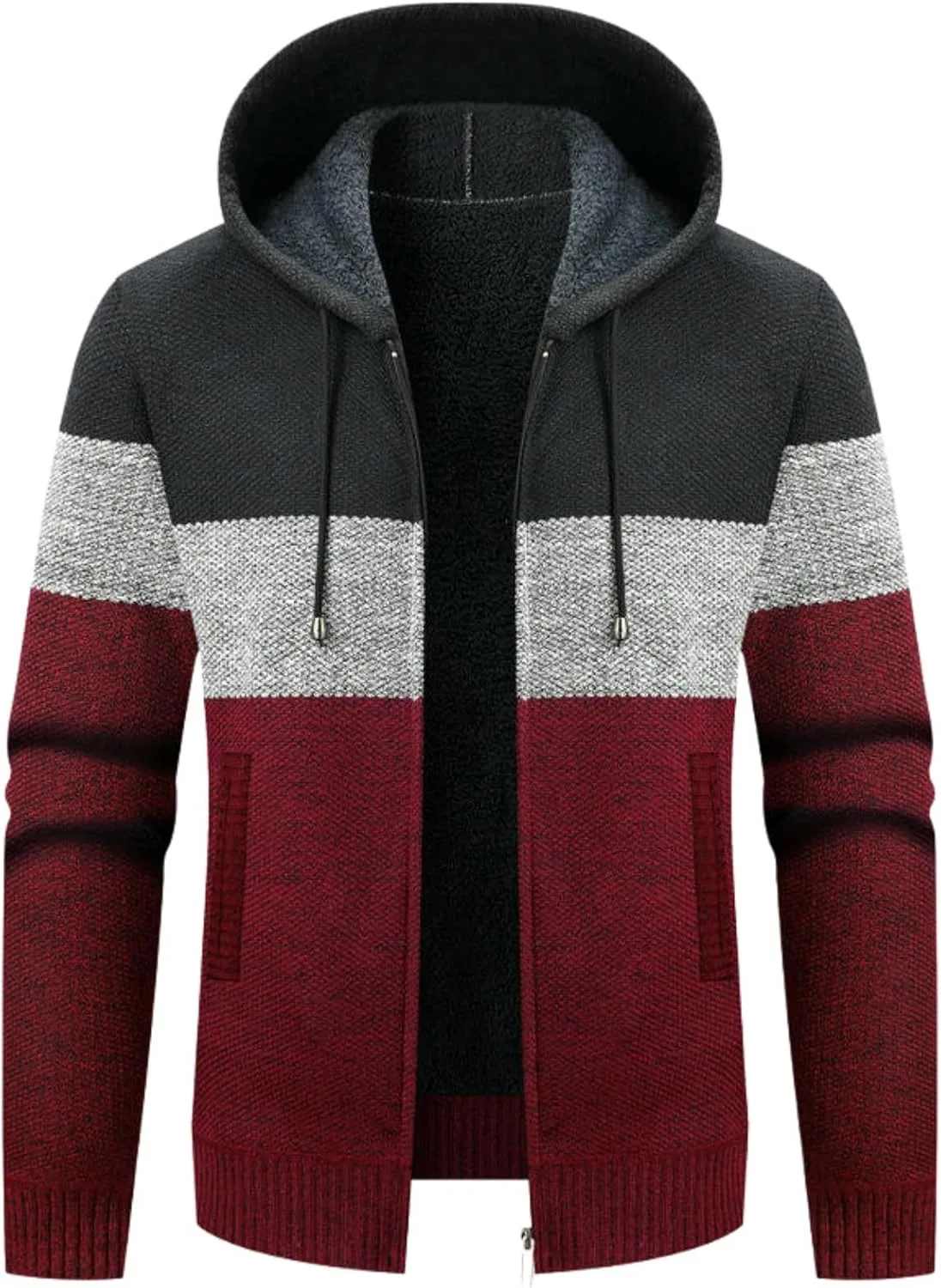 

Мужской зимний теплый утепленный свитер-кардиган с капюшоном YEBAITOU