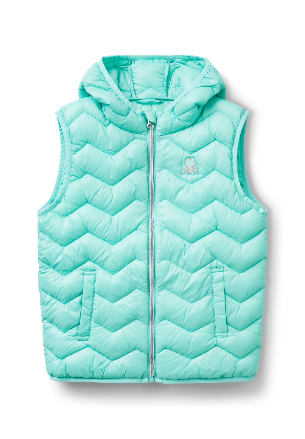 

Жилет PADDED WITH HOOD United Colors of Benetton, зеленый