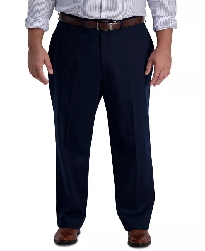 

Мужские классические брюки с плоской передней частью Big & Tall Iron Free Premium Khaki Haggar, синий