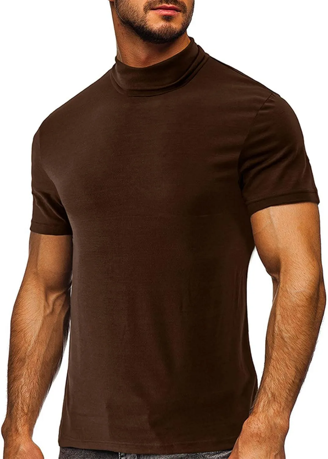 

Мужская футболка с воротником-стойкой, короткий рукав, Slim Fit