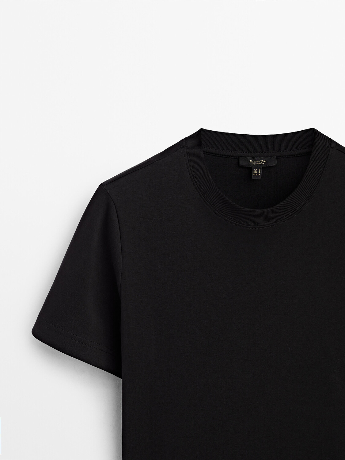 Футболка с короткими рукавами из 100% хлопка Massimo Dutti, черный — фото 2