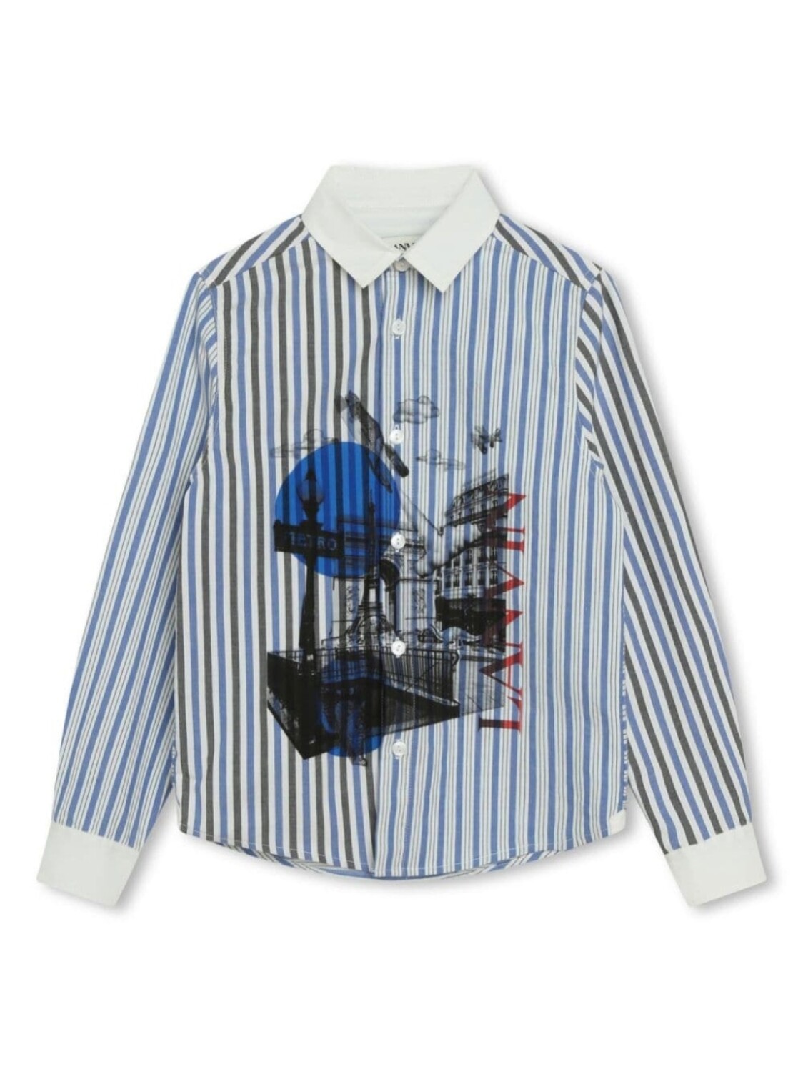 

Lanvin Enfant полосатая рубашка с длинными рукавами, синий