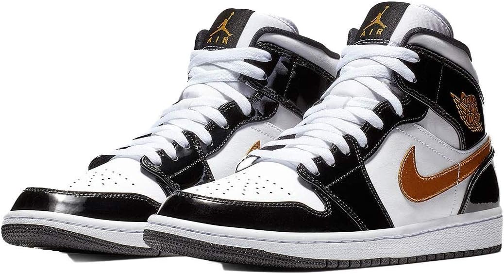 Мужские кроссовки Nike Air Jordan 1 Mid SE, черный/белый/металлик золотой — фото 2