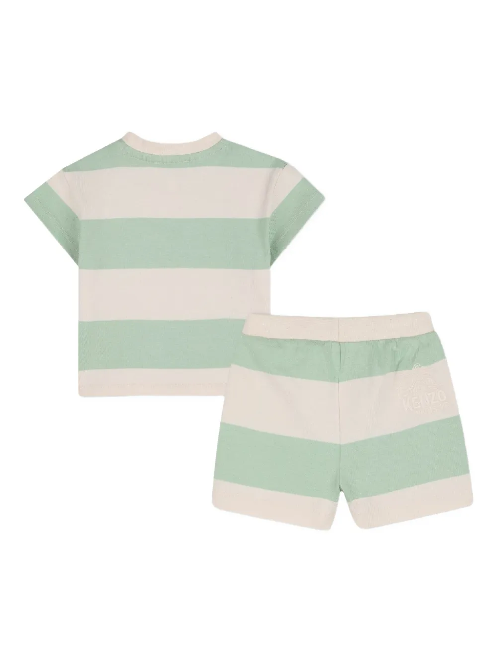 Комплект с шортами в полоску Kenzo Kids, зеленый — фото 2