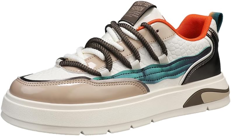 

Мужские кожаные модные кеды Hhhchpm в уличном стиле, низкие скейтбордические туфли, удобные, не скользящие, на шнуровке, прочные кроссовки для активного отдыха на открытом воздухе, бежевый