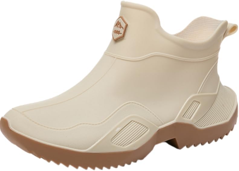 

Модные спортивные водонепроницаемые короткие дождевые ботинки HoaloX для мужчин для романтического кемпинга и восхождений в горы, бежевый