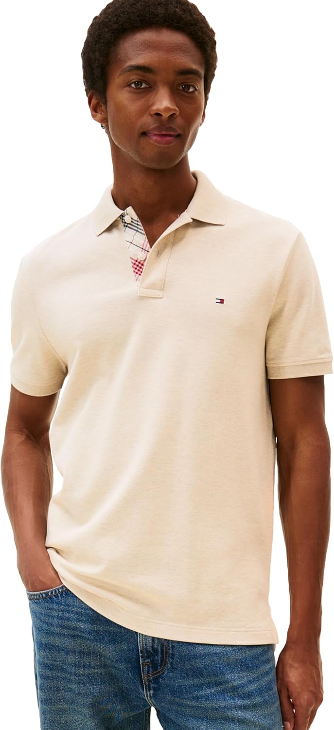 

Мужские поло Tommy Hilfiger с коротким рукавом, повседневные, классического кроя, с эластичной тканью и скрытой планкой, Heathered Oatmilk, Белый, Мужские поло Tommy Hilfiger с коротким рукавом, повседневные, классического кроя, с эластичной тканью и скры