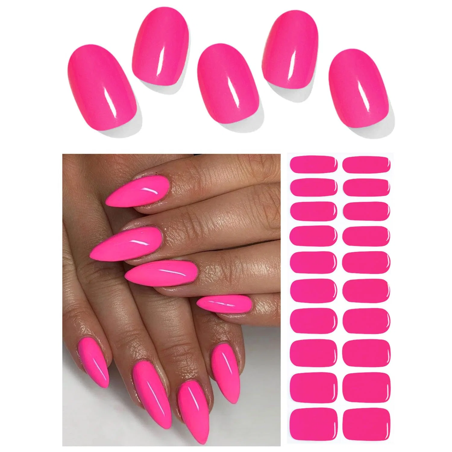 Набор самоклеящихся UV-пленок для ногтей "Summer Neon Pink" 20 шт. Wahrshei, Pink