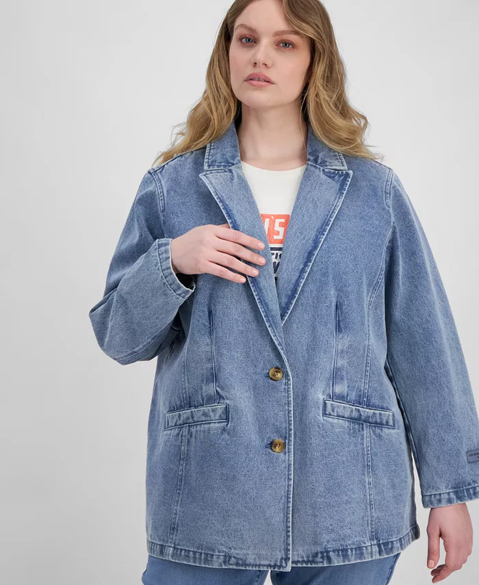 Джинсовый пиджак больших размеров с длинными рукавами Levi's, синий — фото 3