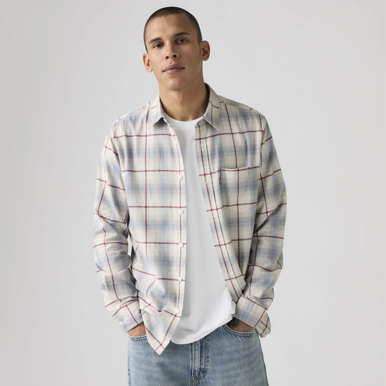 Классическая фланелевая рубашка с одним карманом, стандартного кроя Levi's, Blue