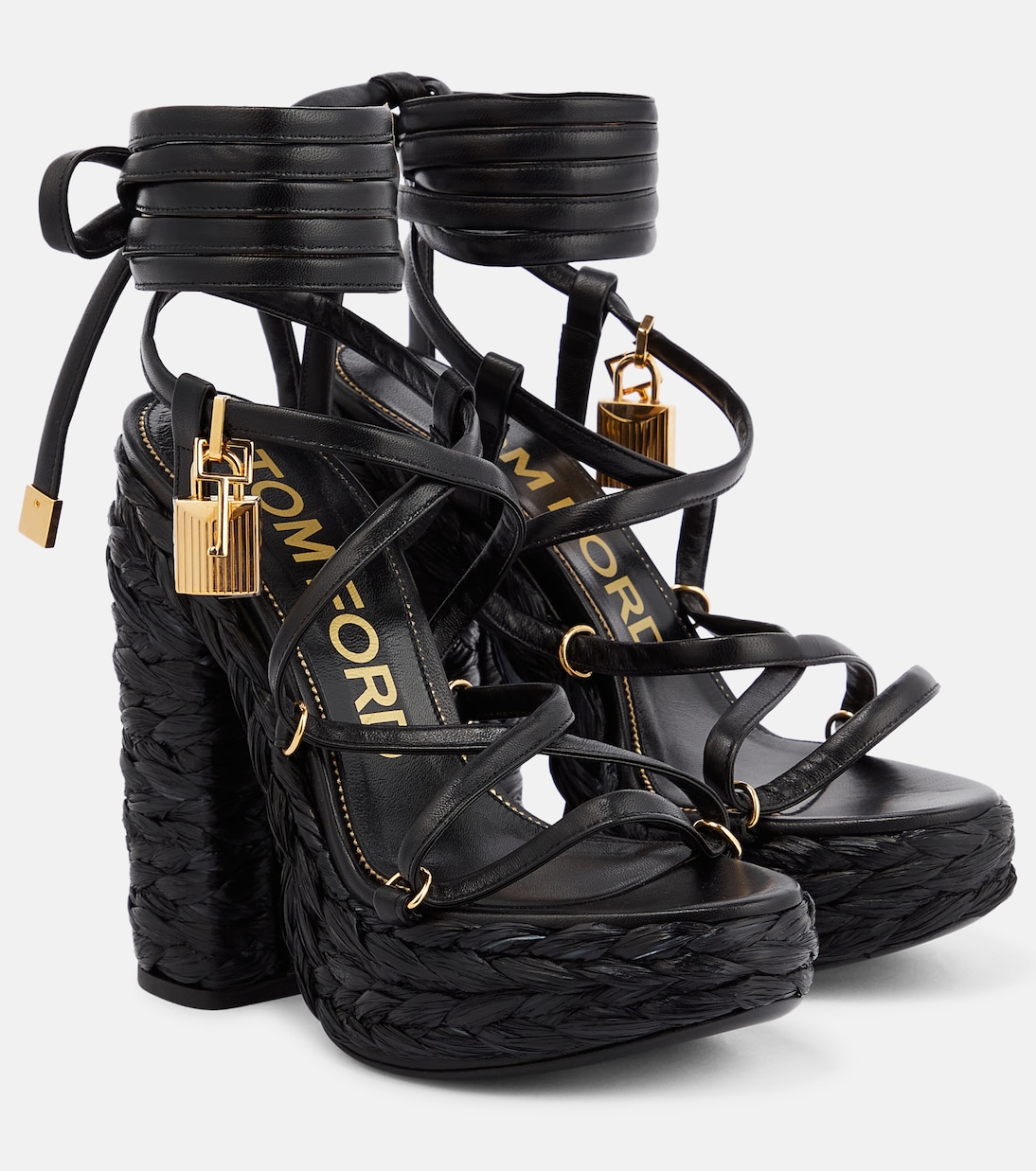 Кожаные сандалии на платформе Tom Ford, черный