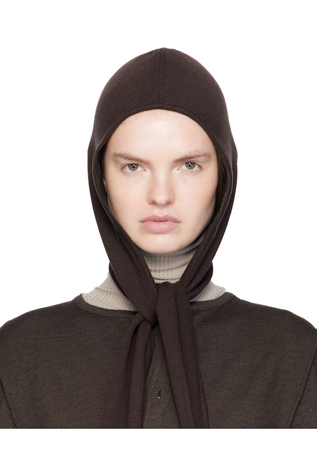 

Lemaire Шарф-Шапка из тонкой бордовой шерсти