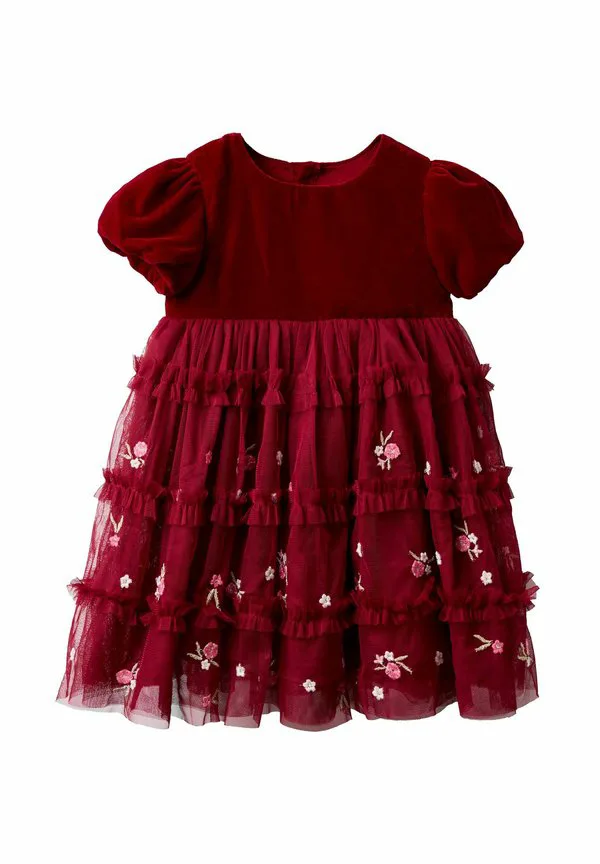 Коктейльное/Вечернее платье стандартного кроя с ярусным подолом Jojo Maman Bébé, Red Floral