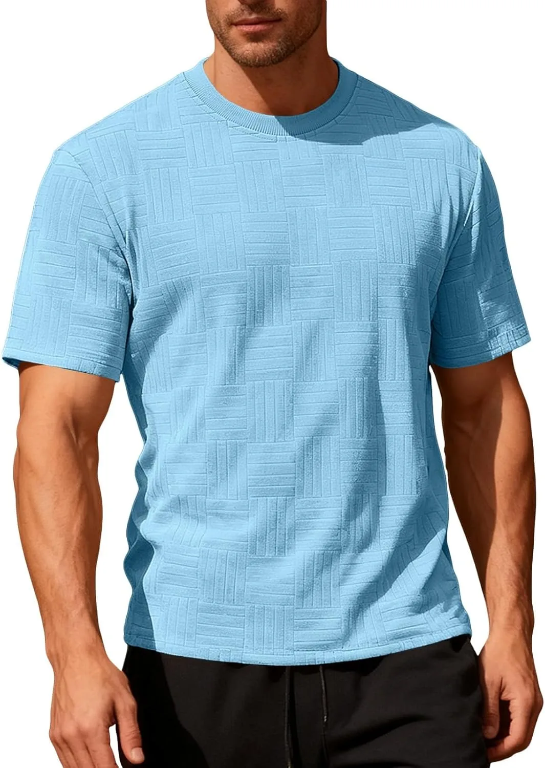 

Футболка мужская Wenkomg1, короткий рукав, текстурированная, летняя, повседневная, размеры M-3XL