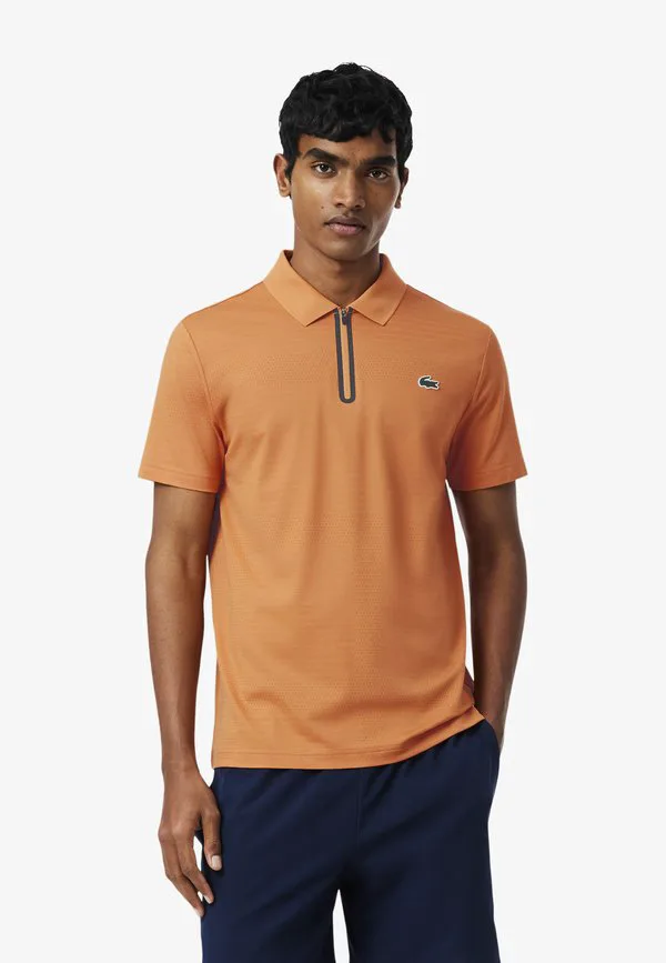 Рубашка поло Lacoste оранжевый-Iy, однотонная, оранжевый