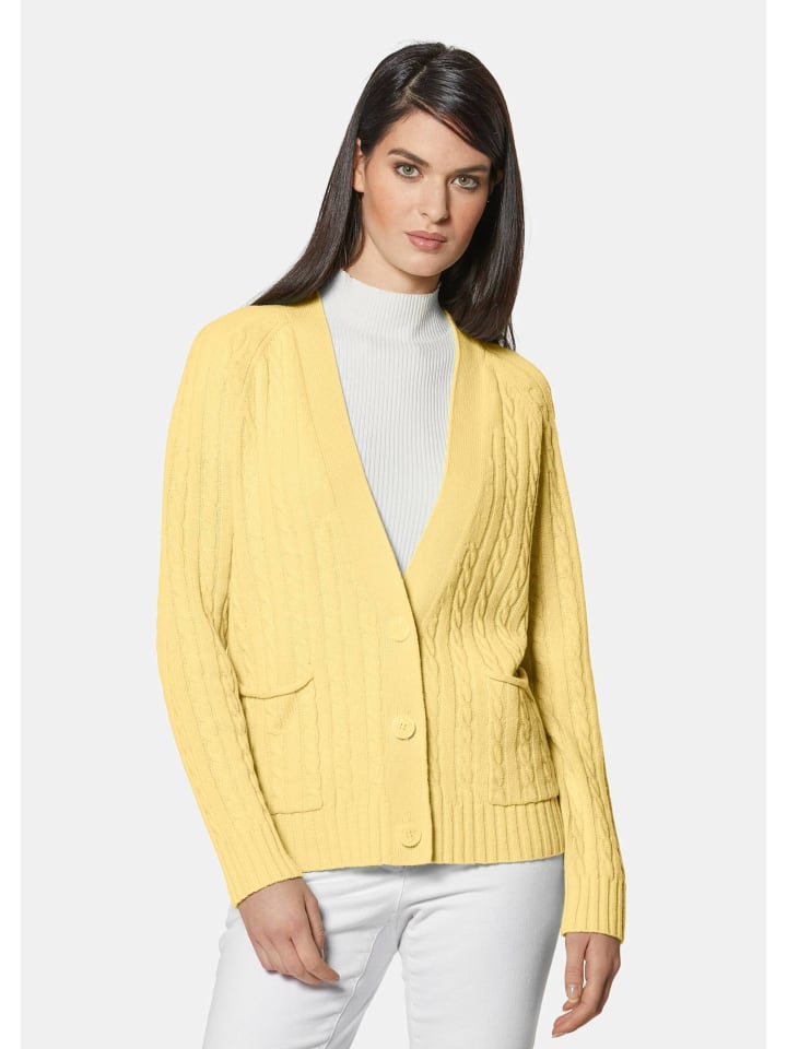 

MADELEINE Кардиган с узором «косичка» в модных ванильных тонах