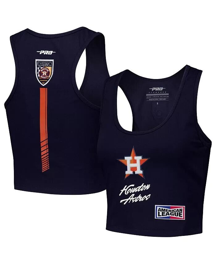 

Женская темно-синяя майка Houston Astros Fast Lane Fitted Tri-Blend Cropped Pro Standard