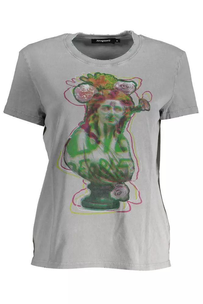 

Футболка Desigual Chic Printed Cotton с женским логотипом, серый
