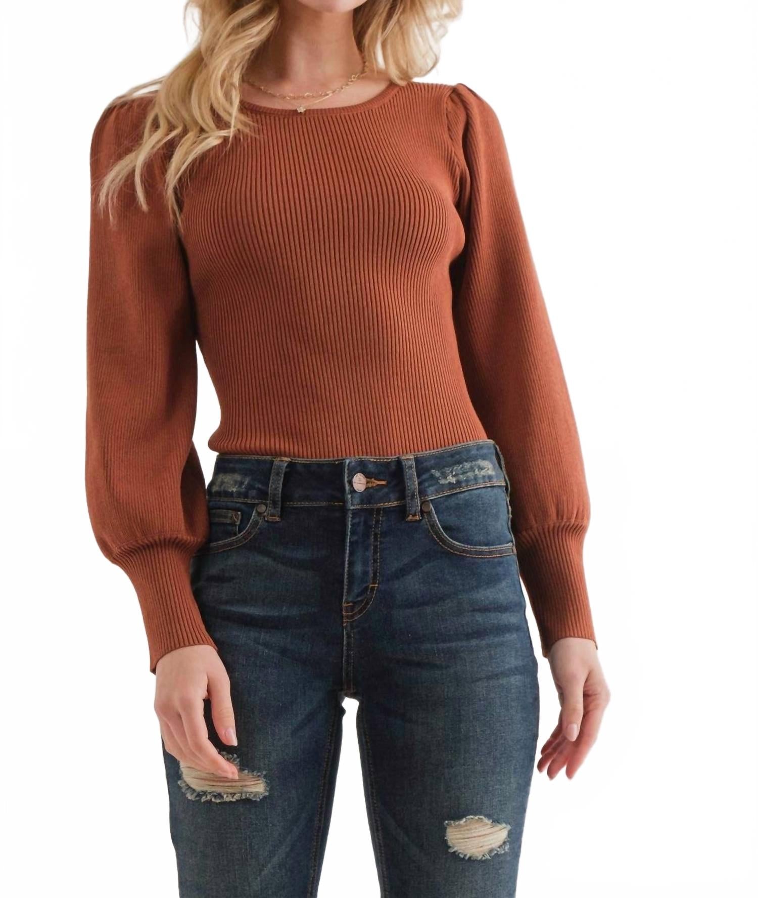 

Боди Kensi Ribbed Bodysuit коричневого цвета And The Why, коричневый