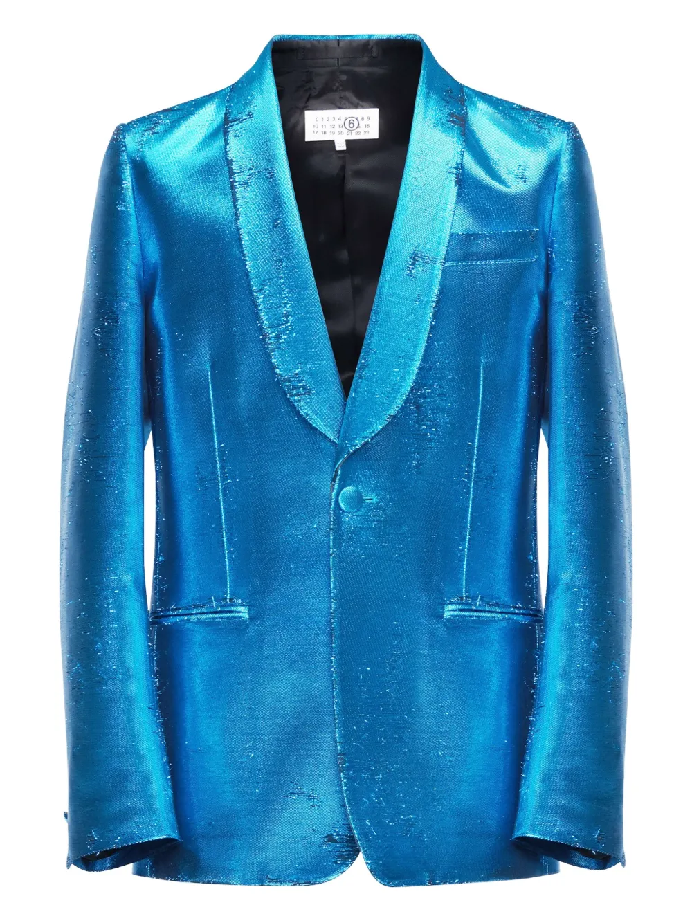

Блейзер с лацканами-шалькой и эффектом металлик MM6 Maison Margiela, синий