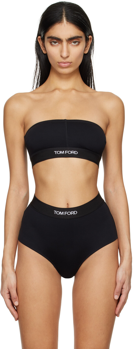 

Черный жаккардовый бюстгальтер-бандо Tom Ford