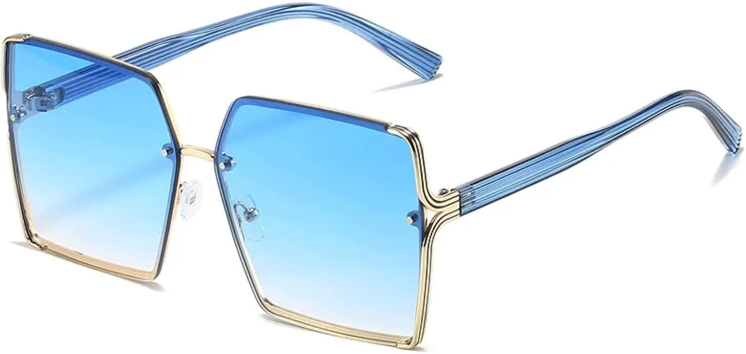 

Модный тренд: женские и мужские ретро-солнцезащитные очки в крупной оправе, уличная фотография, защита от ультрафиолета UV400 TKKTLLT, Blue Gradient Blue