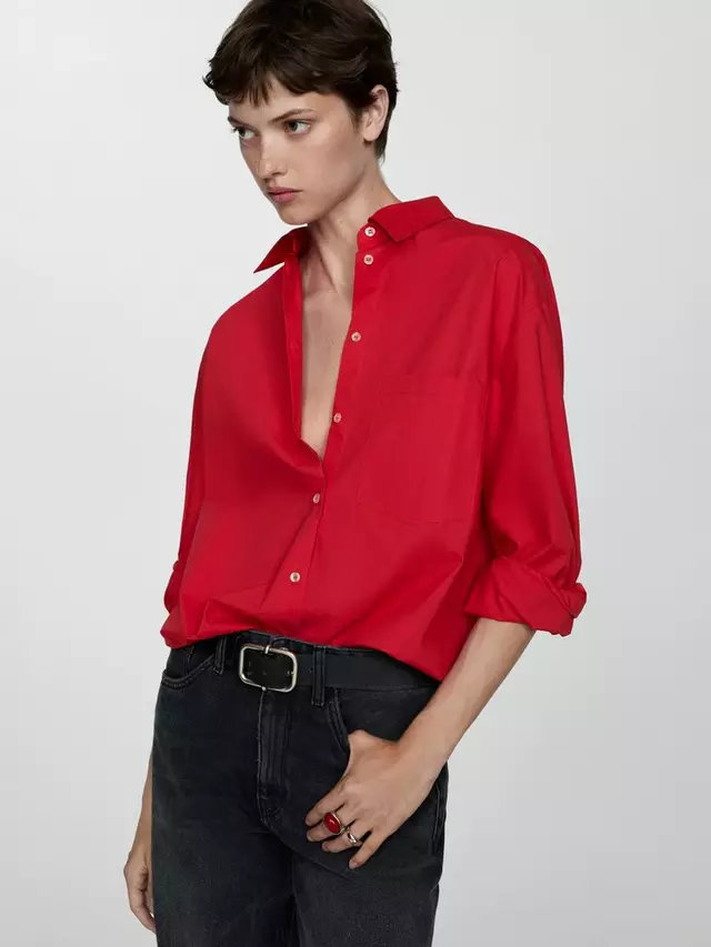 

Рубашка Mango Juanes Pocket Long Sleeve, красный