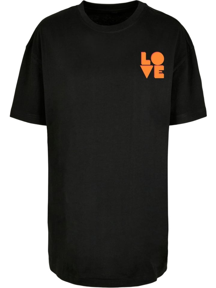 

Футболка Ladies Hugs & Love Love Oversize Boyfriend Tee черного цвета Merchcode