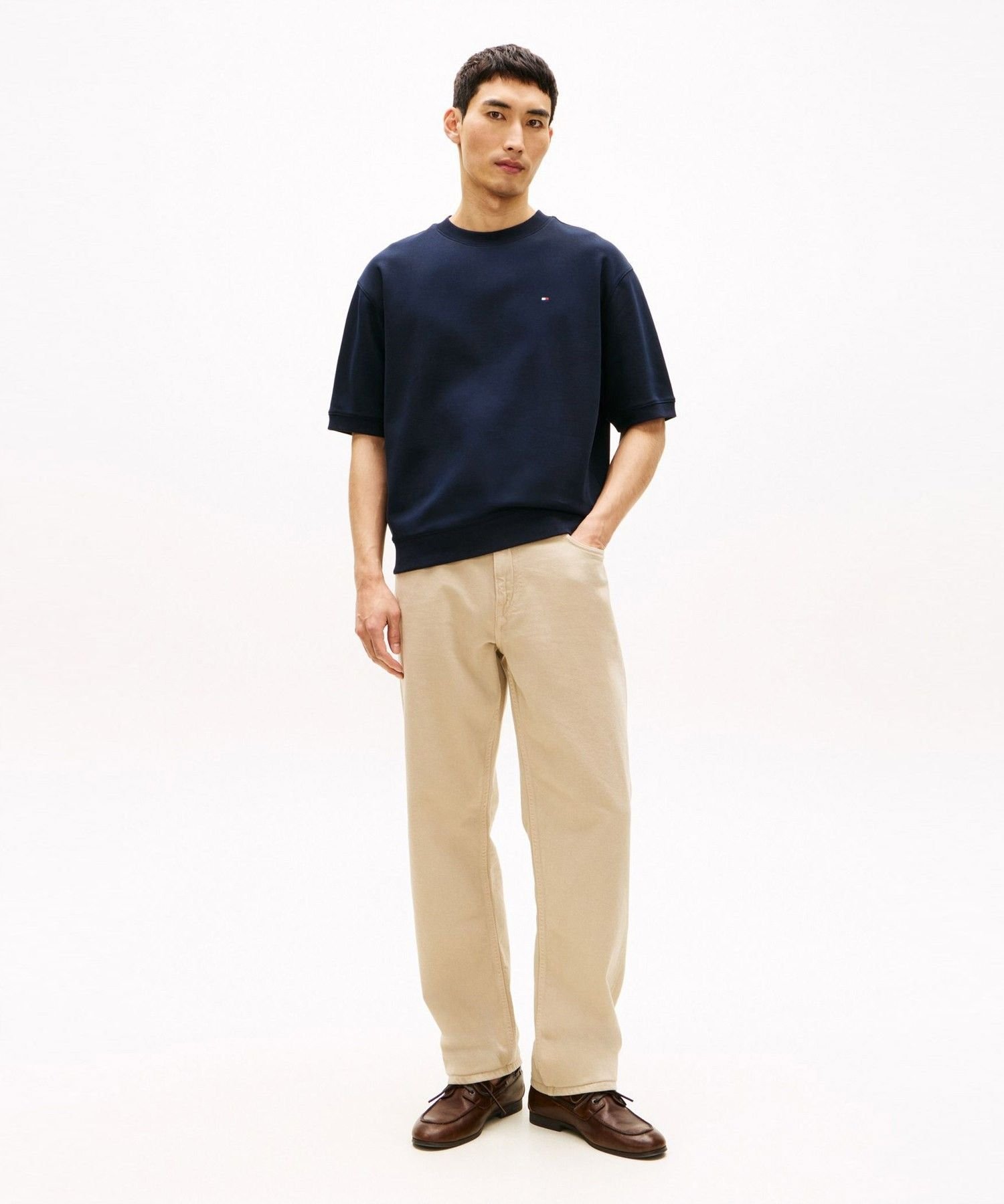 Тканая толстовка с коротким рукавом из двойной вязки TOMMY HILFIGER, Navy DW5 — фото 3