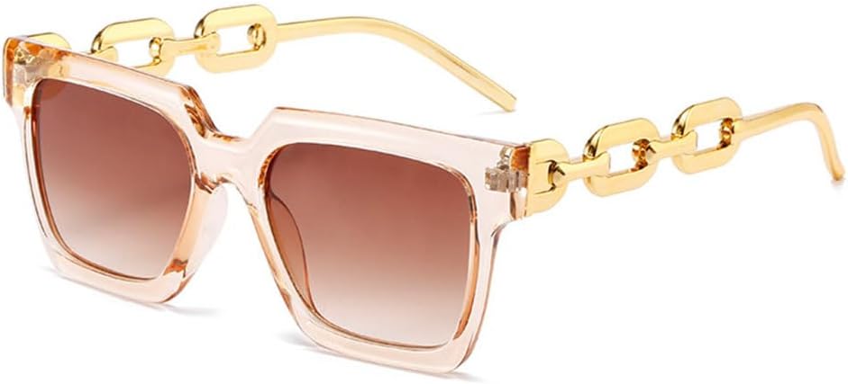 

MUTYNE Серебряные модные женские квадратные солнцезащитные очки UV400 с винтажными дужками на цепочке, мужские солнцезащитные очки с градиентным зеркальным покрытием, Champagne