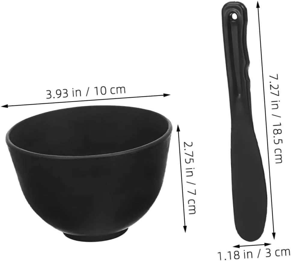 Набор для ухода за кожей Silicone Clay Applicator Face Bowl Popetpop 2 чаши, 2 палочки, черный — фото 2