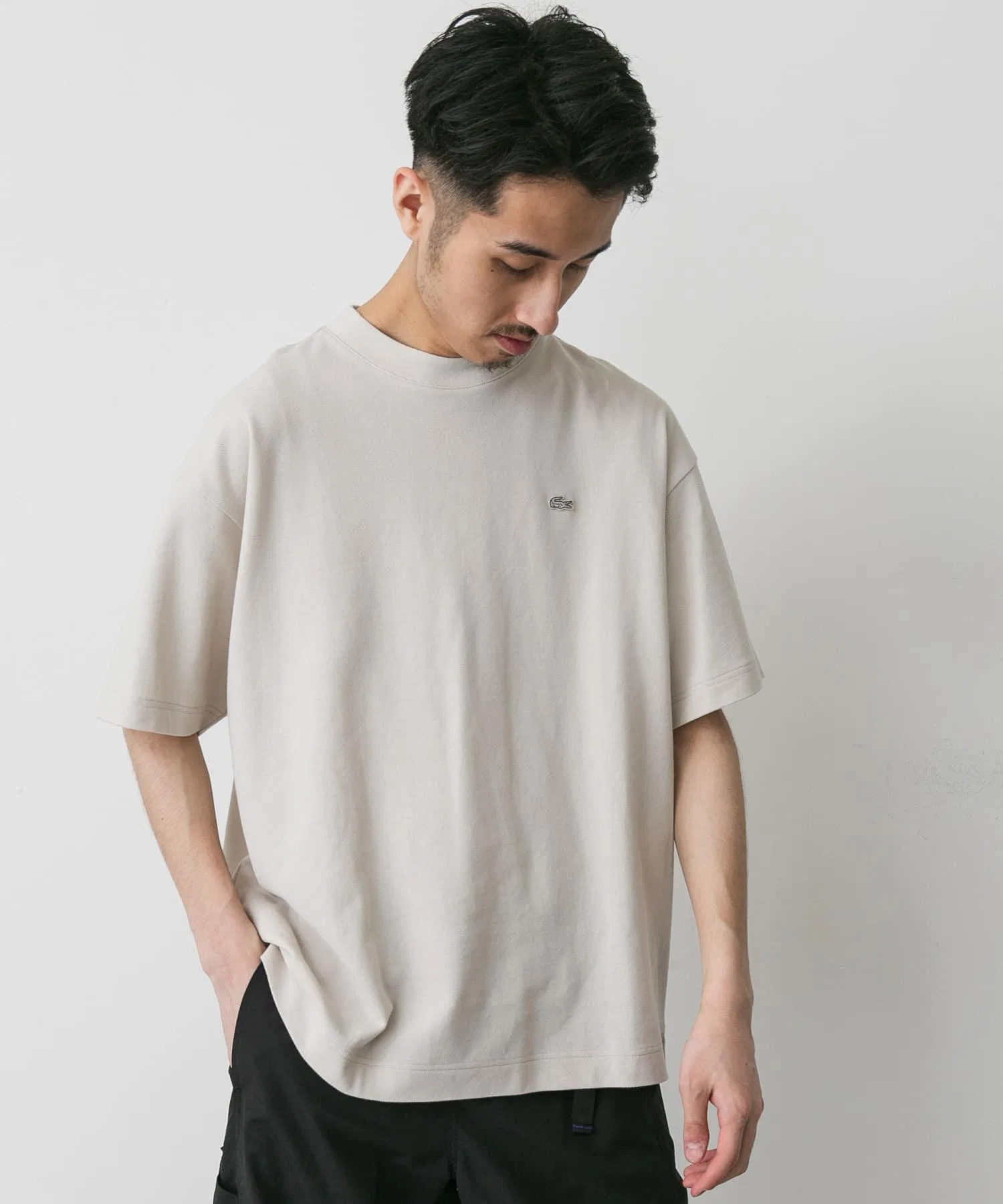 Футболка мужская Lacoste x Urban Research Doors, хлопок пике, свободный крой, белый — фото 3