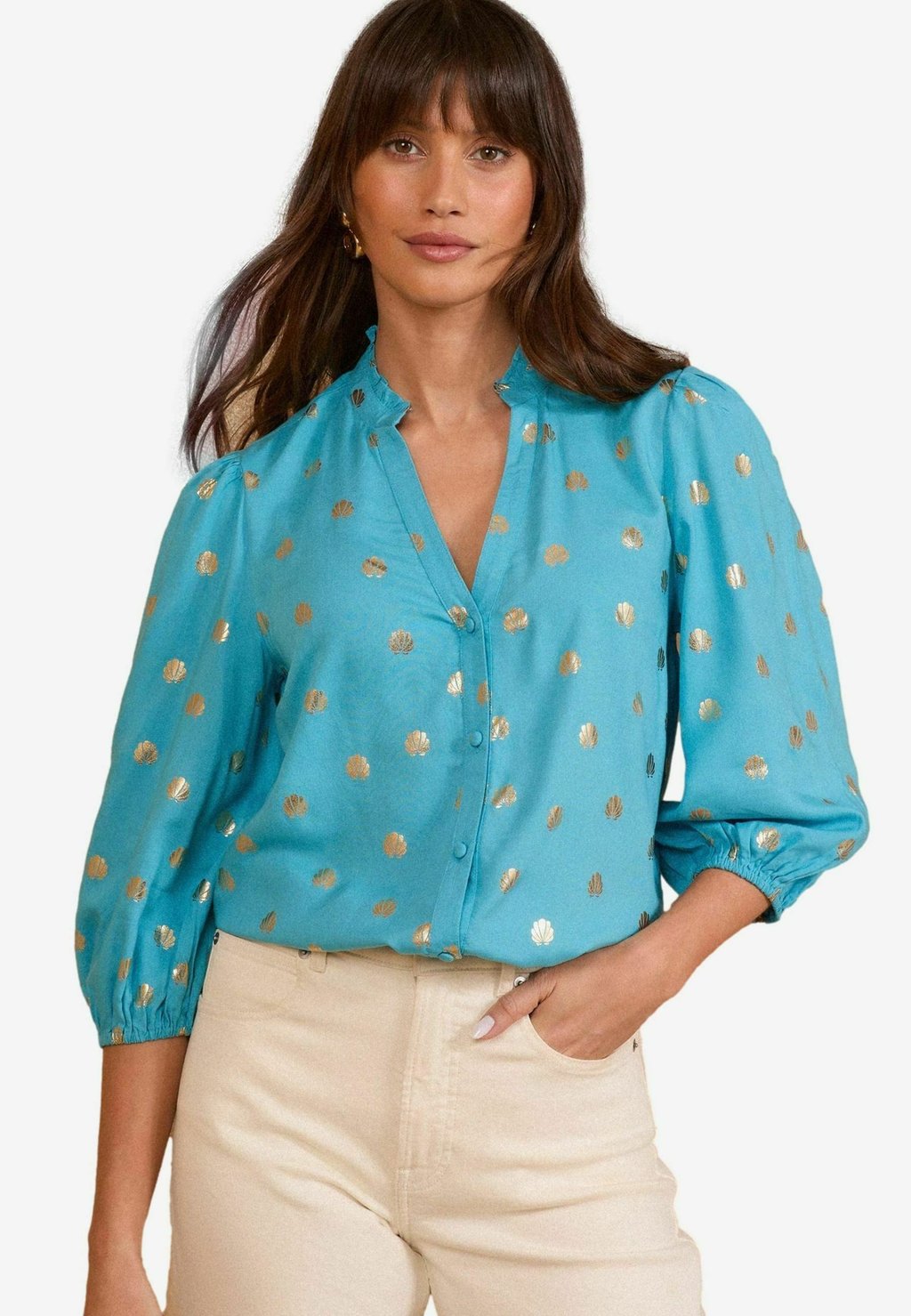 

Блуза REGULAR FIT PIE CRUST DETAIL 3/4 SLEEVE Love & Roses, синий