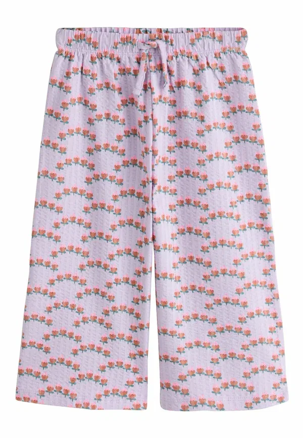Брюки Next, Regular fit textured wide leg, цвет фиолетовый с мелким цветочным принтом