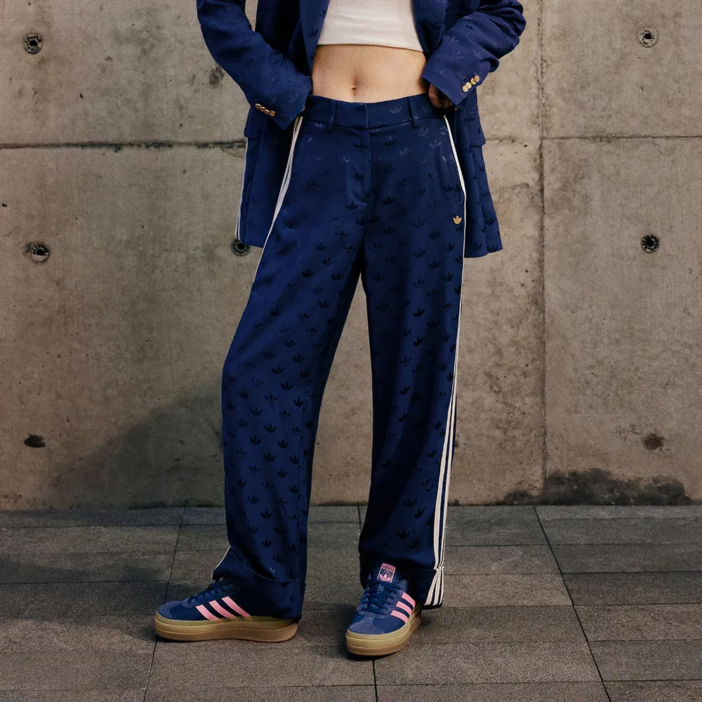 Adidas Originals Премиум джерси джаккард спортивные брюки женские темно-синие — фото 4