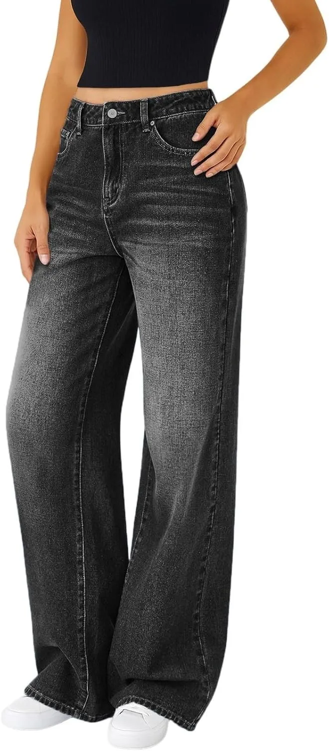 

Женские джинсы wide leg с высокой посадкой и эластичным поясом