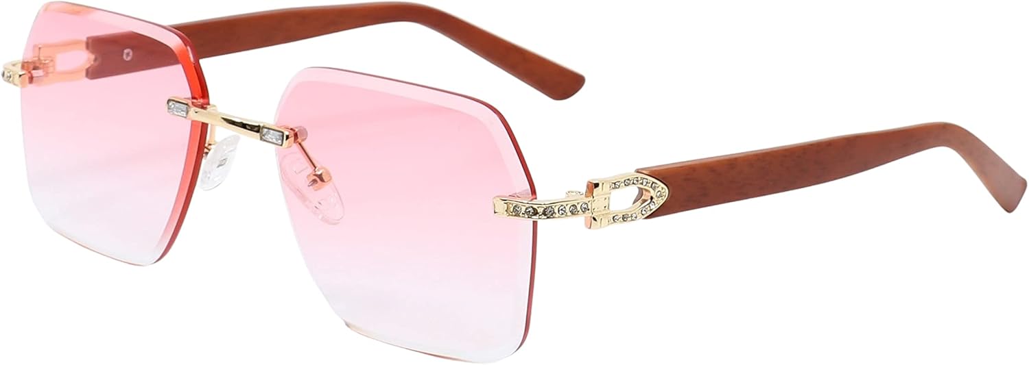 

Безупречные очки в стиле ретро, ​​деревянные баффы, винтажные солнцезащитные очки, украшенные стразами, для женщин и мужчин, модные хрустальные очки FLAWLESS EYEWEAR, Pink
