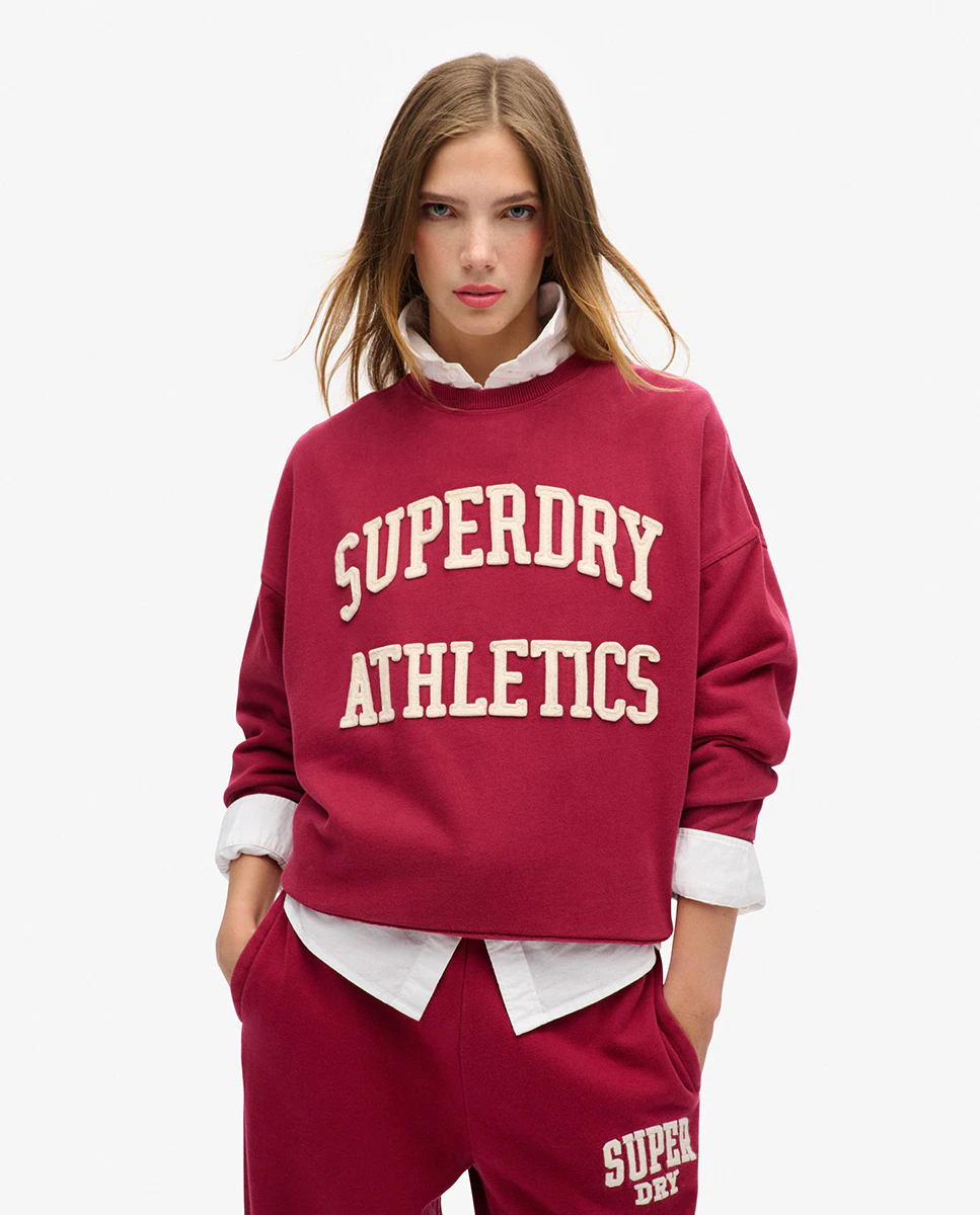 

Женский свитер оверсайз с круглым вырезом Athletic Essentials Superdry, красный