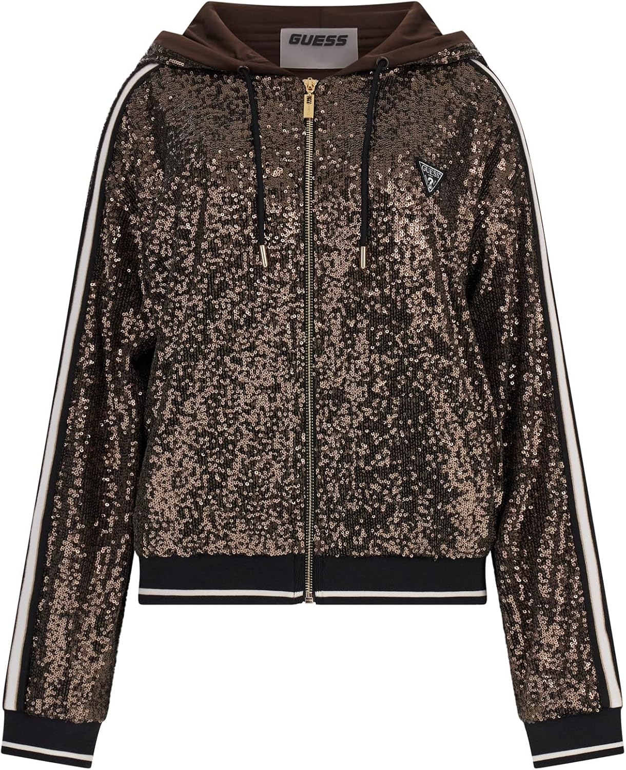 

GUESS женская мини-свитшот с пайетками на молнии, Eagle Green